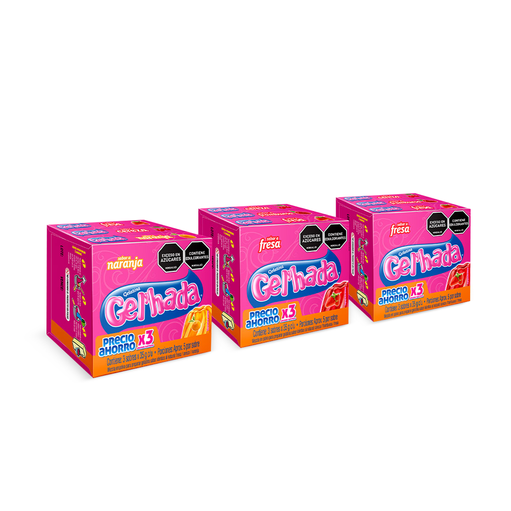 Gelatina Gel’hada x 9 sabores surtidos x 35gr C/U