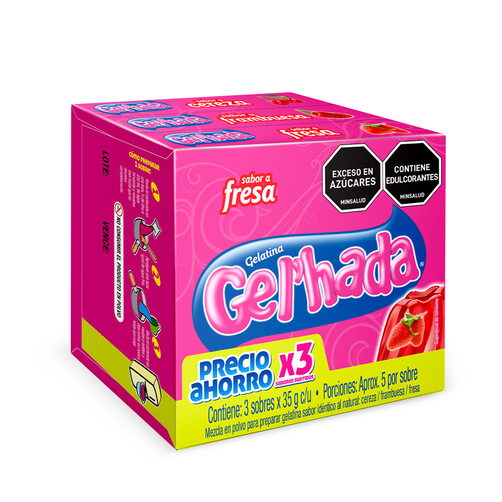 Gelatina Gel’hada x 3 sabores surtidos x 35gr C/U