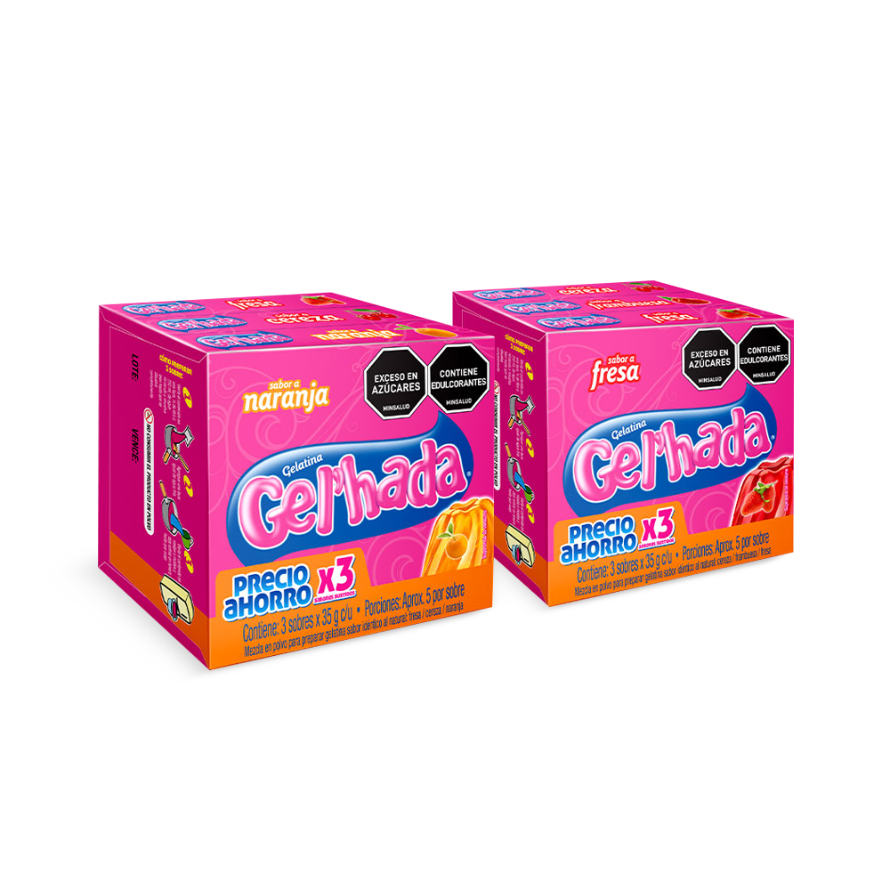 Gelatina Gel’hada x 6 sabores surtidos x 35gr C/U