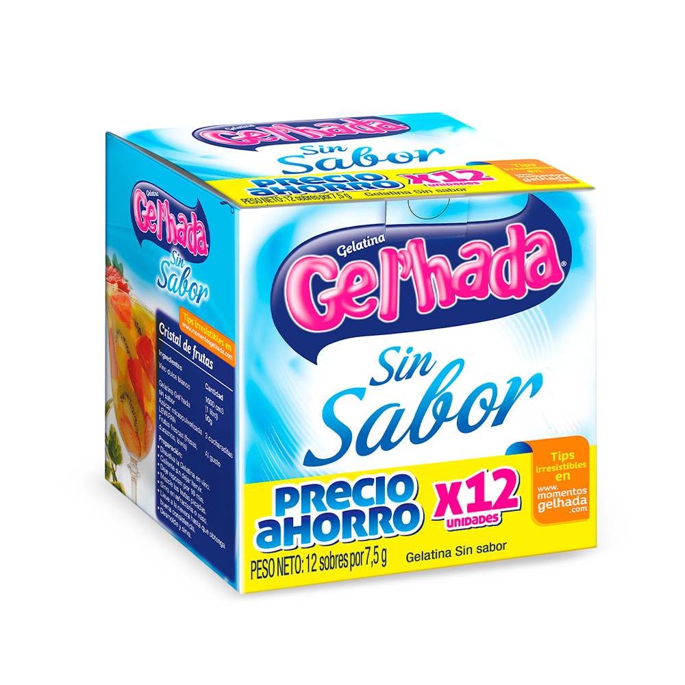 Gelatina Gel’hada sin sabor x 12 de 7,5gr C7U