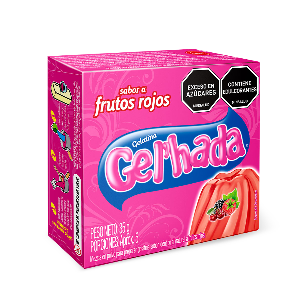 Gelatina Gel’hada  frutos rojos  x 35gr