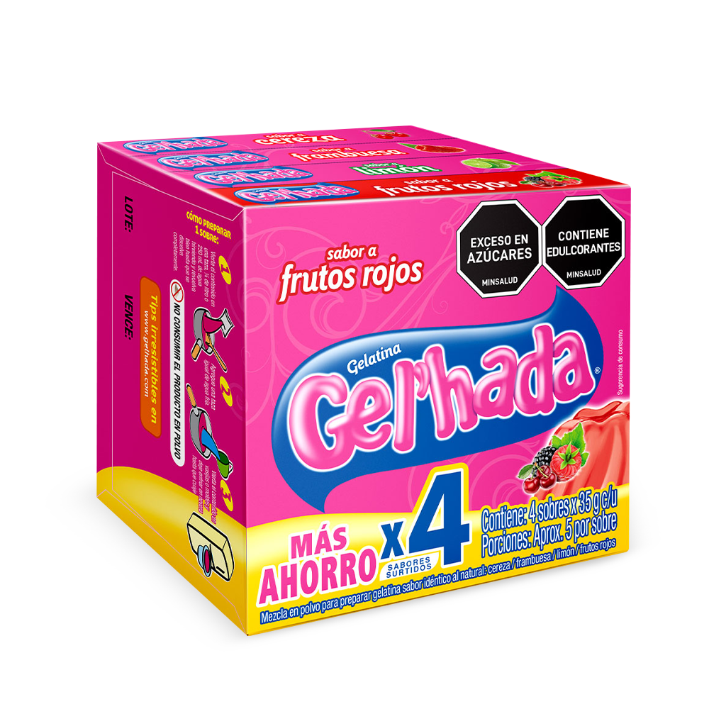 Gelatina Gel’hada x 4 sabores surtidos x 35gr C/U